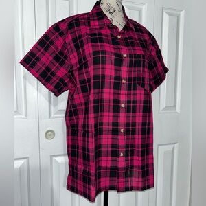 NWT Pink and Black Plaid Shirt